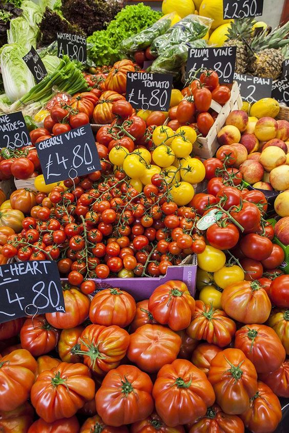 fresh produce in borough market, London