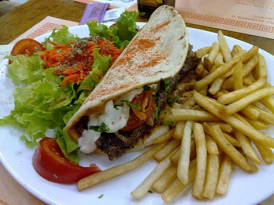 doner kebab served with fries