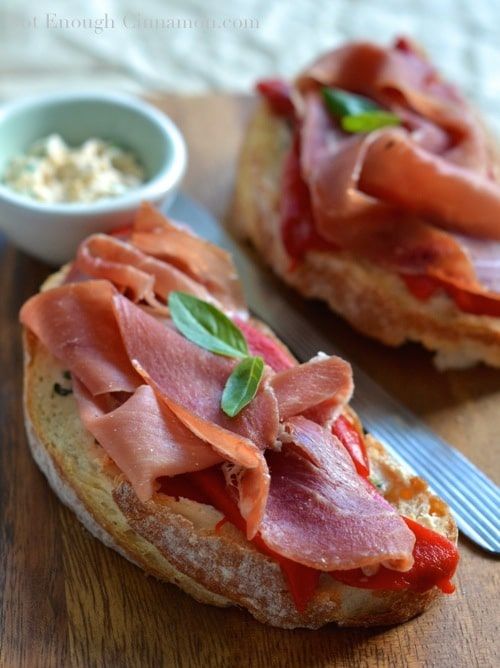 Spanish tapas jamon serrano and bread