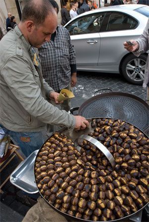 Austrian street food roasted chestnut Maroni