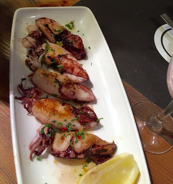 grilled squid tapas in Barcelona
