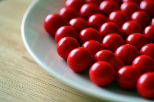 Jaffas candy orange-flavored red balls