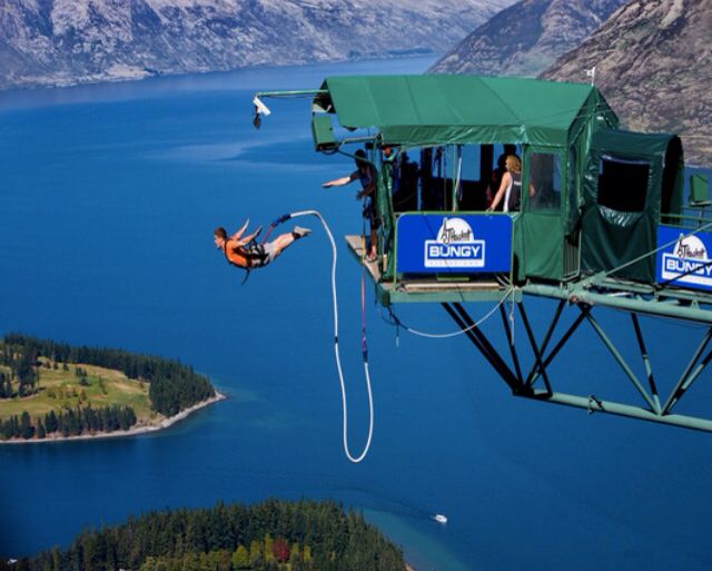 The thrilling water sport Bungy Jumping